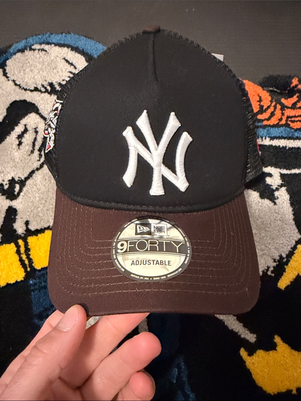New Era Black & Brown NY Patch Trucker Cap